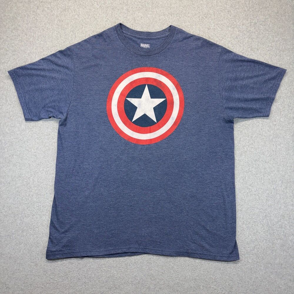 Marvel Captain America Shield Graphic T-Shirt Men’s XL Blue